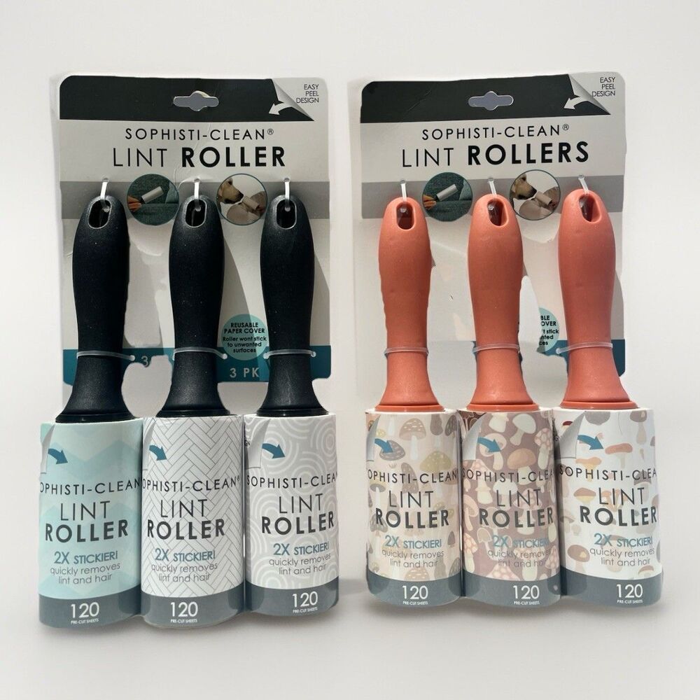 (6-Pack) SOPHISTI-CLEAN Fabric Furniture LINT ROLLER Pet Hair Fur Remover 720ct